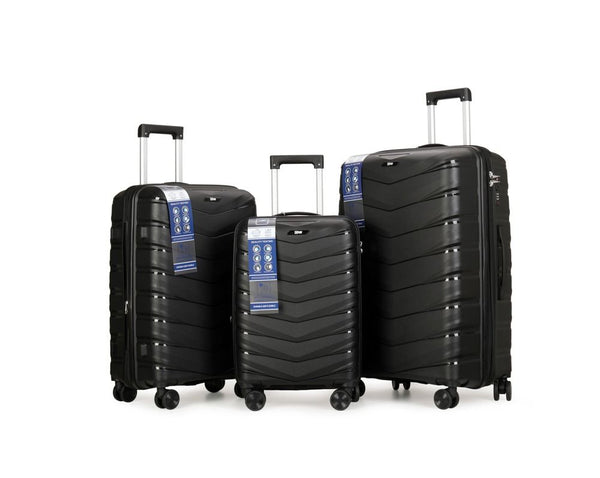 Kofferset Zwart 3-delig met TSA-cijferslot en 4 dubbele 360° wielen