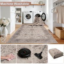 Inka 1143 bij een wasmachine met onderhoudsbeelden en een opgevouwen vloerkleed