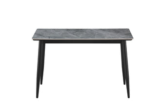 Eettafel KENZO – Rechthoekige eettafel 120 cm in grijs steenlook met metalen poten