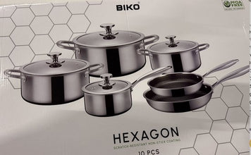 Hexagon pannenset 10-delig – Krasvrije pannenset voor alle Warmtebronnen