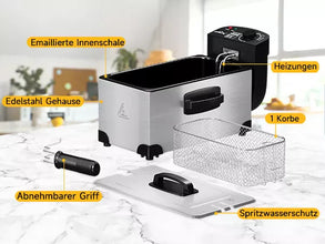 HOMELUX Elektrische Friteuse 3L – 2000W RVS Frituurpan met Temperatuurregelaar