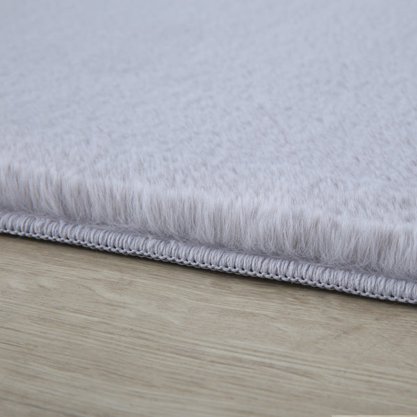Vloerkleed rond FLUFFY Zilver/Lichtgrijs - Ultiem zacht en comfortabel