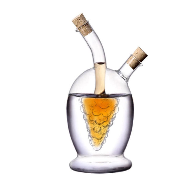 Borosilicaatglas olie- en azijnfles dubbelwandig met druif – 360 + 50 ml