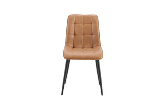 Eetkamerstoel Furas – Cognac Vintage PU Leer – Zwarte Metalen Poten