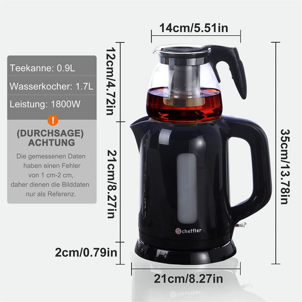 Scheffler Theezetapparaat – 1.7 Liter met Glazen Theepot – detailfoto 2