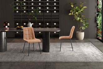 Eetkamerstoel Furas – Cognac Vintage PU Leer – Zwarte Metalen Poten