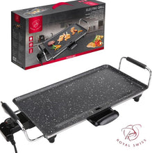 Royal Swiss Elektrische Grillplaat 2000W – Bakplaat 46×26 cm – Anti-aanbak – Thermostaat – Vetopvangbak
