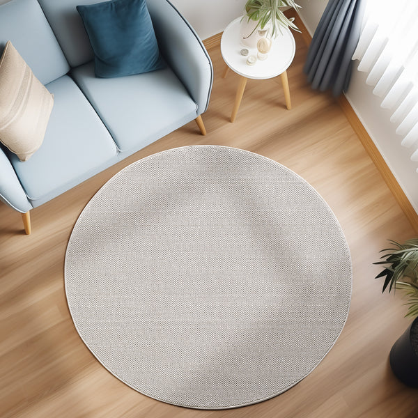Vloerkleed LOOM rond Cream – Trendy Geweven & Effen Design