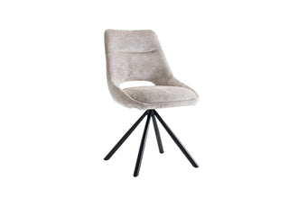 Eetkamerstoel DANTE – Comfortabele stoffen stoel met metalen poten in beige
