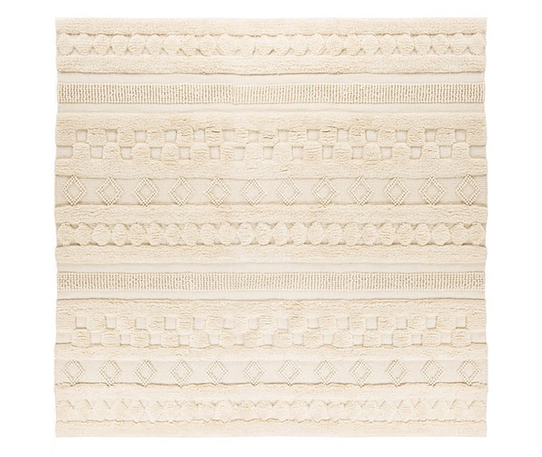 Handgemaakt wollen vloerkleed in Boho-stijl (Natural, 200 × 200 cm)