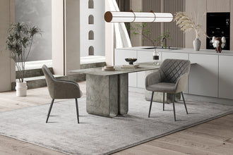 Eetkamerstoel Peron – PU leer grijs met armleuningen