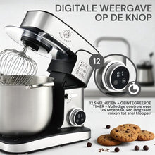 Keukenmachine 16L XXL (2800W) – Deegmixer/Deegkneder – 12 Snelheden + Timer – RVS Mengkom – Incl. Garde, Klopper & Deeghaak