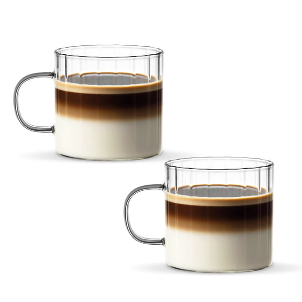 Trendy Linea glazen met handvat borosilicaatglas 400 ml – set van 2