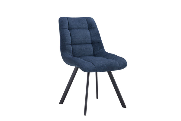 Eetkamerstoel LIZZY – Comfortabele stoffen stoel met metalen poten in blauw