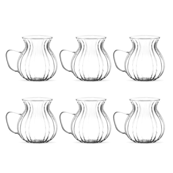 Trendy Linea Turkse theeglazen met handvat 200 ml – 6 stuks