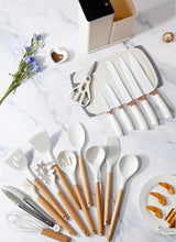 19-delige keukengerei set – Off-white/Crème – Inclusief houder & snijplank