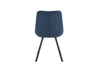 Eetkamerstoel LIZZY – Comfortabele stoffen stoel met metalen poten in blauw