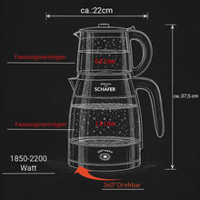 Schäfer Alya Elektrische Theezetapparaat – 2-in-1 Waterkoker en Theepot – 1,7L + 0,8L – Inclusief RVS Theefilter