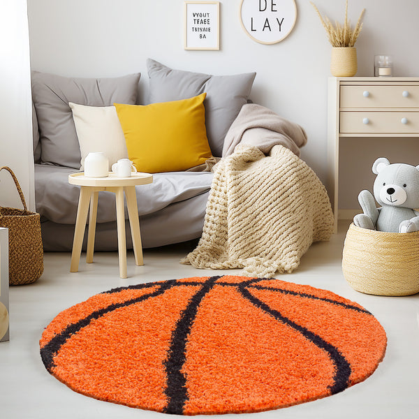 Vloerkleed FUN ORANGE Shaggy Rond – Zacht, Modern & Kindvriendelijk