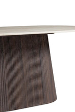 Kimberly Eettafel – Ovaal 180x90 cm – Flintstone Look Steen met Bruin MDF Onderstel