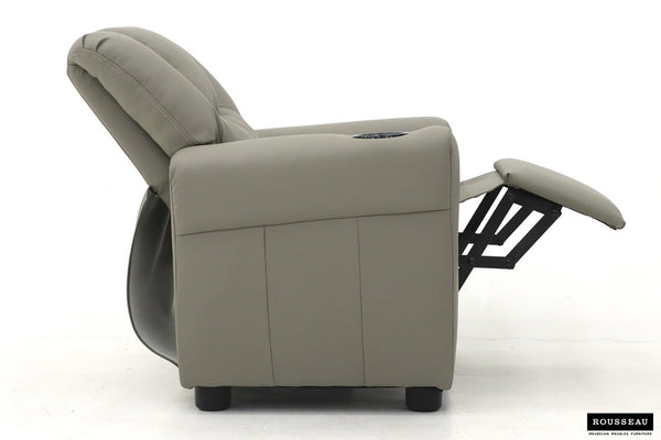 Kinder Relaxfauteuil RENÉE – Manueel verstelbare mini relaxstoel in grijs PU