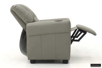 Kinder Relaxfauteuil RENÉE – Manueel verstelbare mini relaxstoel in grijs PU