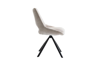 Eetkamerstoel DANTE – Comfortabele stoffen stoel met metalen poten in beige