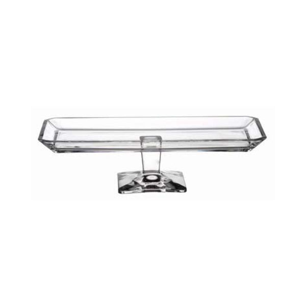 Pasabahce Grace serveerschaal op voet – Rechthoekig glas (29,5 × 8 cm)