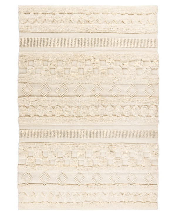 Handgemaakt wollen vloerkleed in Boho-stijl (Natural, 160 × 230 cm)