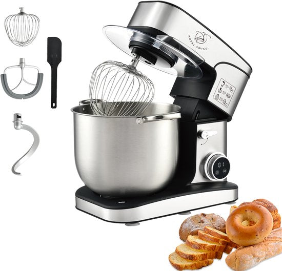 Keukenmachine 16L XXL (2800W) – Deegmixer/Deegkneder – 12 Snelheden + Timer – RVS Mengkom – Incl. Garde, Klopper & Deeghaak