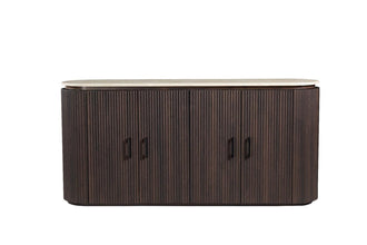 Kimberly Dressoir – 180x40x85 cm – Flintstone Look Steen met Bruin MDF Fronten