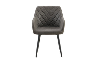 Eetkamerstoel Peron – PU leer grijs met armleuningen