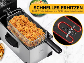 HOMELUX Elektrische Friteuse 3L – 2000W RVS Frituurpan met Temperatuurregelaar