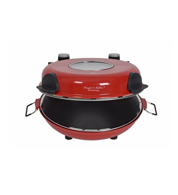 Frank & Müller elektrische pizzaoven met baksteen – rood – 1200W – Ø32 cm