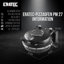 ERATEC XL PM-27 Pizza Steenoven 400°C Complete Set – Elektrische Pizzaoven met Pizzasteen, Pizzascheppen, RVS Pan & Pizzasnijder
