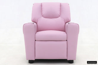 Kinder Relaxfauteuil RENÉE – Manueel verstelbare mini relaxstoel in roze PU