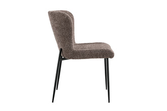 Eetkamerstoel Lisa Bouclé Zand Taupe – Luxe Moderne Stoel met Zwarte Poten