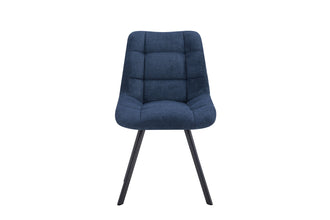 Eetkamerstoel LIZZY – Comfortabele stoffen stoel met metalen poten in blauw