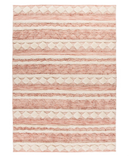 Handgemaakt wollen vloerkleed in Boho-stijl (Roze/Crème, 160 × 230 cm)