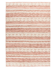 Handgemaakt wollen vloerkleed in Boho-stijl (Roze/Crème, 120 × 180 cm)