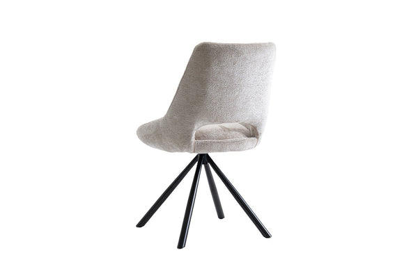Eetkamerstoel DANTE – Comfortabele stoffen stoel met metalen poten in beige