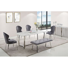 Zitbankje Bari – Grijs Stof – 110x50x47 cm – Zilveren Frame – Moderne Sierbank