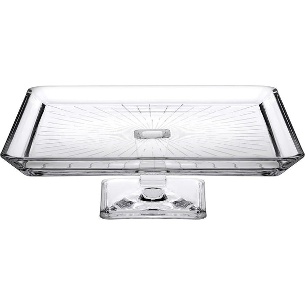 Pasabahce Madlen serveerschaal met voet – glazen taartschaal 23,8 x 23,8 cm