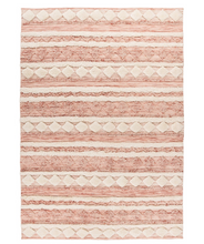 Handgemaakt wollen vloerkleed in Boho-stijl (Roze/Crème, 80 × 150 cm)