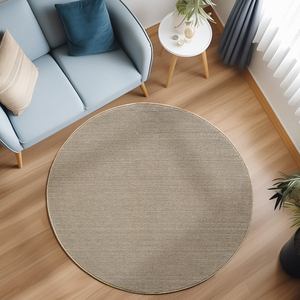 Vloerkleed LOOM rond Beige – Trendy Geweven & Effen Design