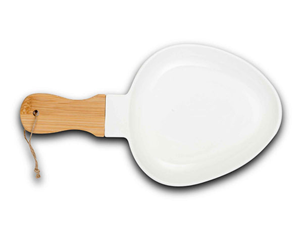 NAVA Serveerplank – Porselein met Bamboe Handvat – detailfoto 2