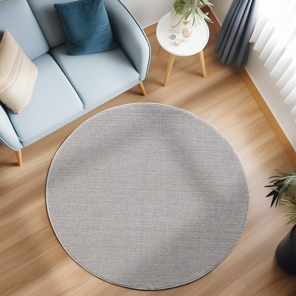 Vloerkleed LOOM rond Silver – Trendy Geweven & Effen Design