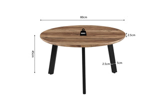Set van 2 salontafels Aziz mango decor rond – moderne houten koffietafels met metalen poten