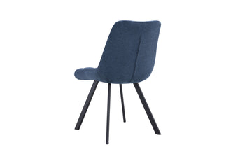 Eetkamerstoel LIZZY – Comfortabele stoffen stoel met metalen poten in blauw