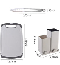 19-delige keukengerei set – Off-white/Crème – Inclusief houder & snijplank